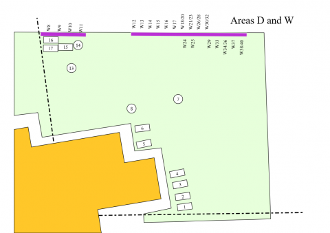 Map of the area D in the churchyard