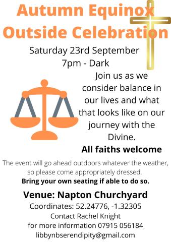 poster showing details of Autumn Equinox Celebration in Napton Churchyard