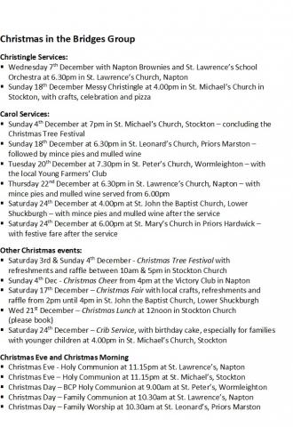 Details of Christmas services across the Bridges Group of parishes