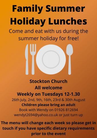 Free lunch every Tuesday during the school holidays in Stockton Church